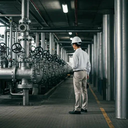 Facility manager inspecting industrial equipment